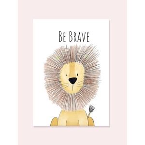 Lion Wall Art "Be Brave" Motivational Message
